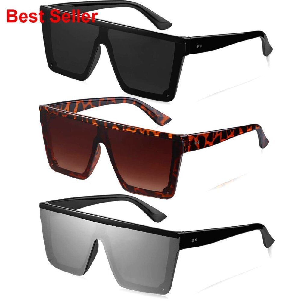 Oversized Flat Top Square Sunglasses Vintage Unisex Square Shade Glasses